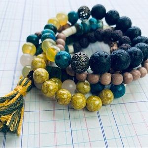 Boho/Bohemian Handmade Bracelets w/ Essential Oil Lava Beads & Tassel